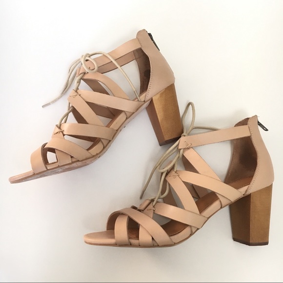 Corso Como Shoes - Corso como leather lace up wooden heels sandals